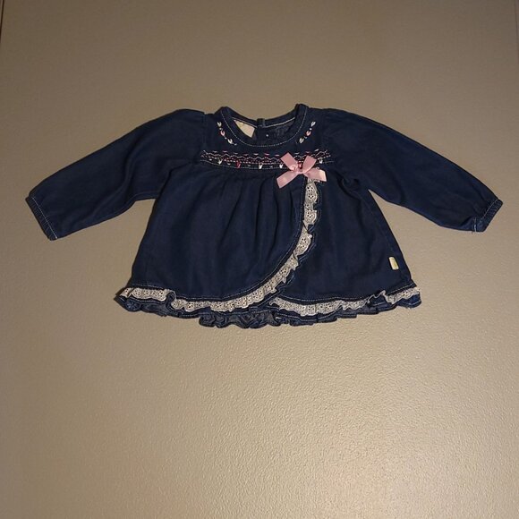 Duck Duck Goose Denim Colored Shirt & Leopard Print Leggings - Picture 2 of 10